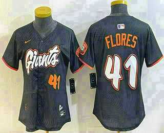 Womens San Francisco Giants #41 Wilmer Flores Number Black 2025 City Connect Limited Stitched Jersey->mlb womens jerseys->MLB Jersey